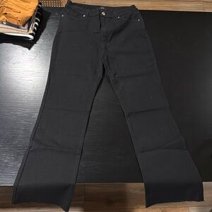 Express women’s jeans L Long cropped skinny mid rise 12/14/16 black shine